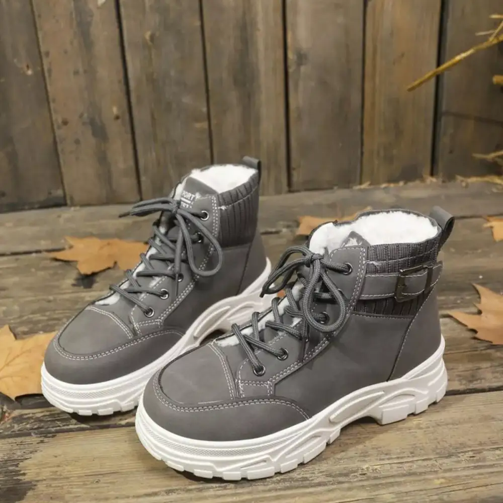 Plush Lining Lace-Up Boots