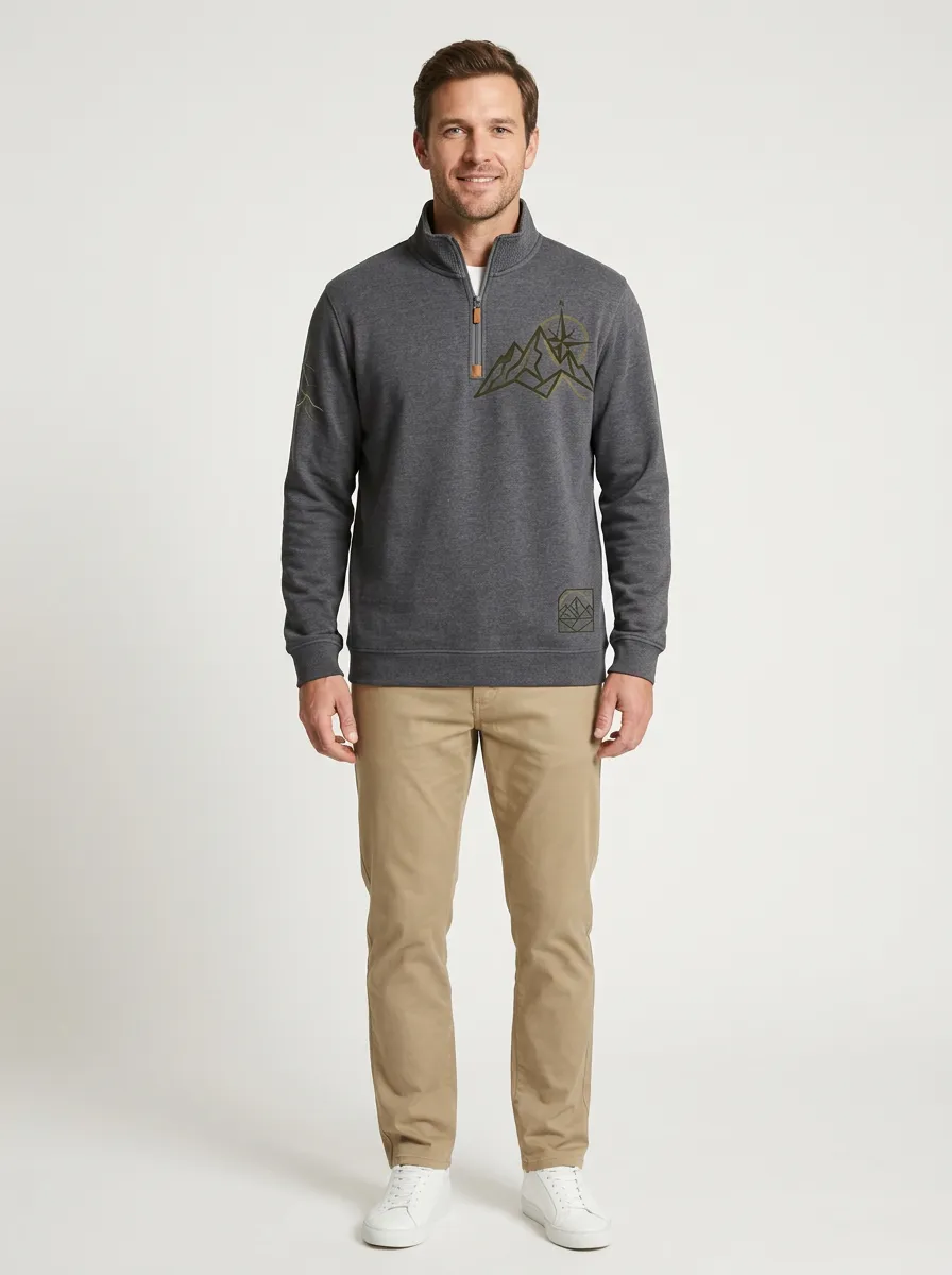 Men's Mountain Compass Arm Graphic Quarter Zip Sweatshirt