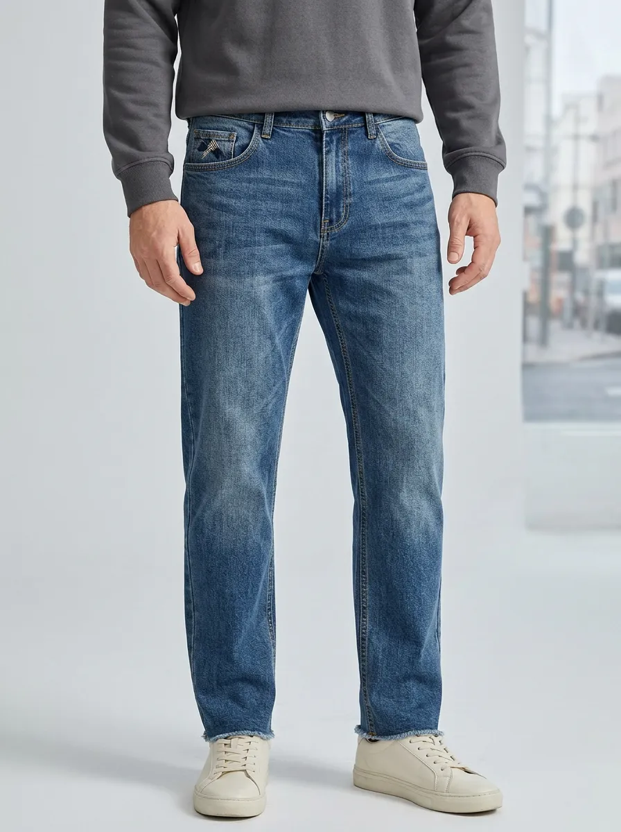 Men's Casual Fashion A3 Logo Printed Straight Leg Jeans