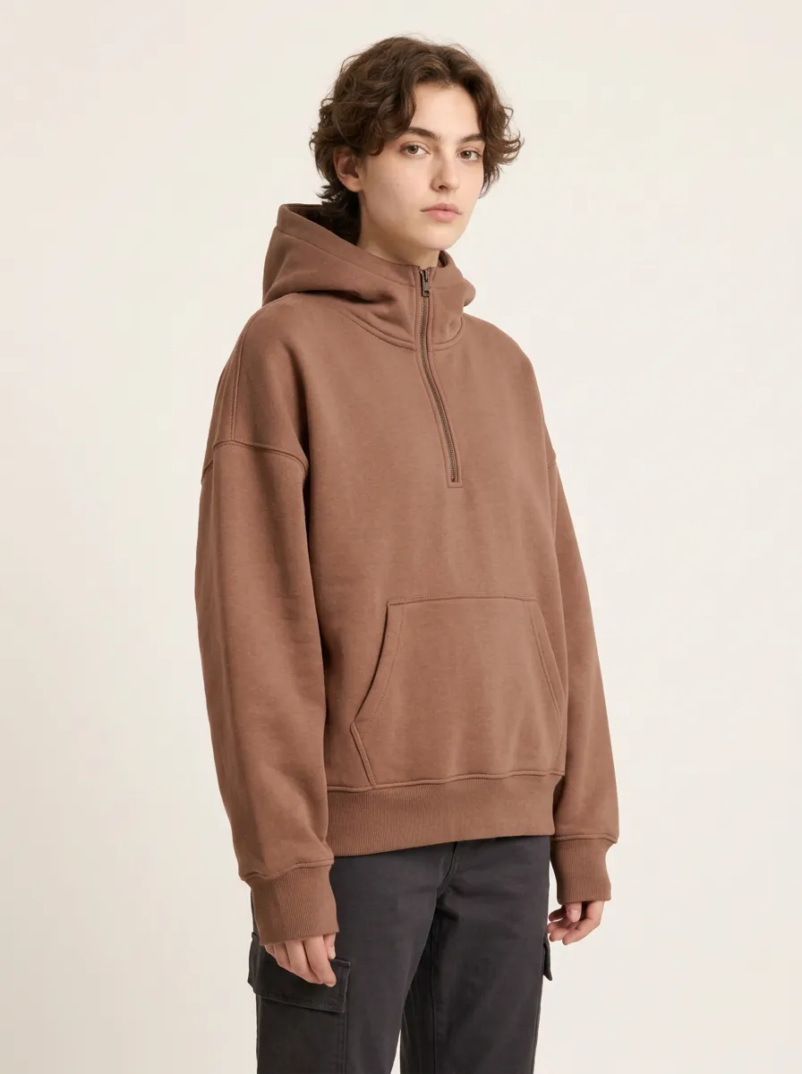 Modern Layer Quarter Zip Unisex Pullover Hoodie