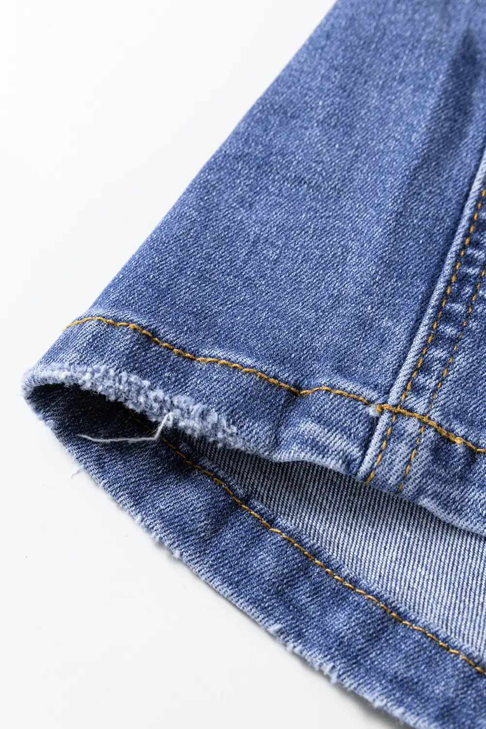 Mid Rise Straight Leg Distressed Denim Jeans