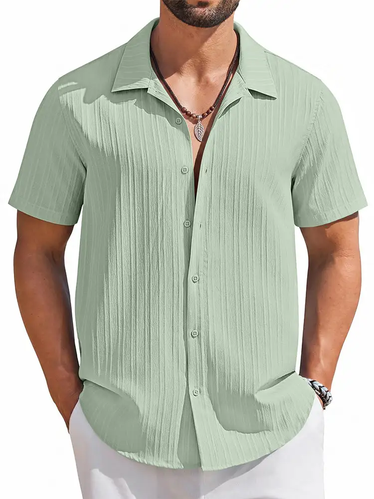Casual Summer Textured Short Sleeve Shirt
