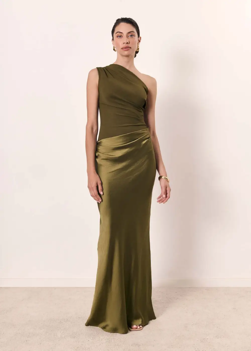  Refined One Shoulder Midi Dress