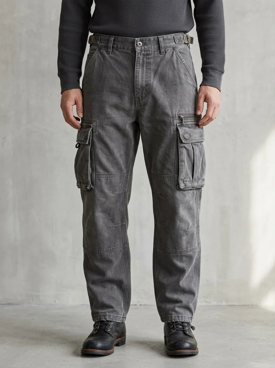 Men's Relaxed Vintage Washed Canvas Cargo Pants