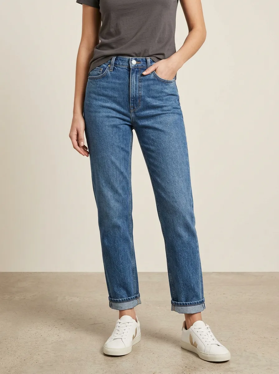 High-Rise Cuffed Relaxed Women's Straight-Leg Jeans