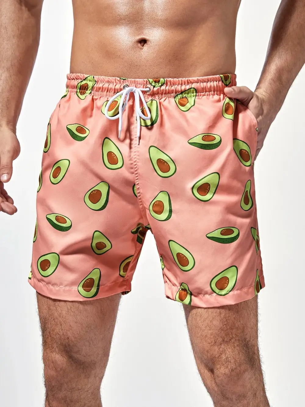 Men's Print Grommet Drawstring Swim Trunks