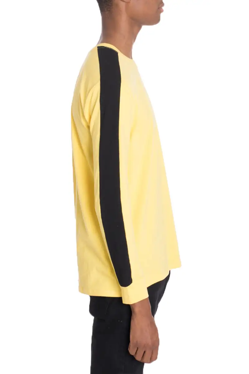 Long-sleeved color-blocked T-shirt