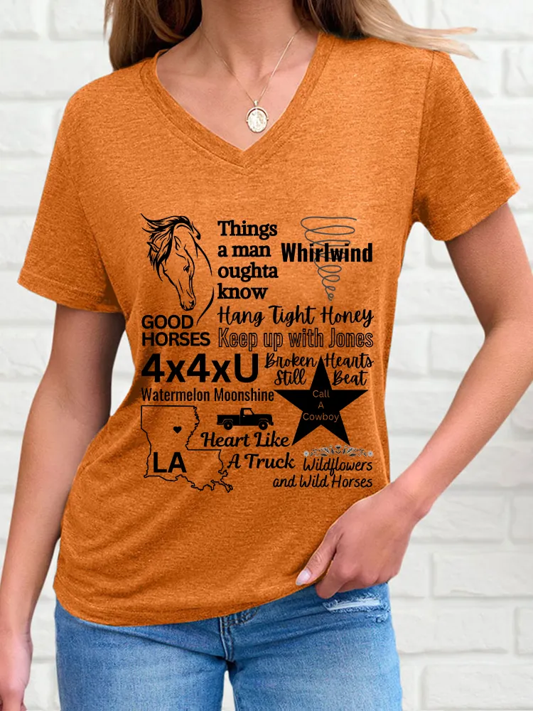 Woman's Things A Man Oughta Know V-Neck And Short Sleeves T-Shirt