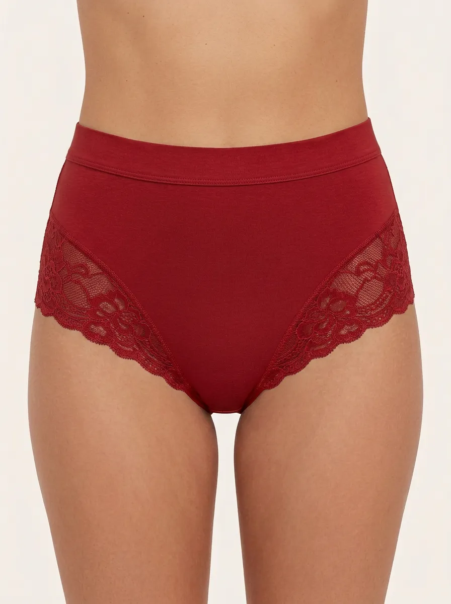 Women's High-Waisted Floral-Lace Lace-Trim Panties