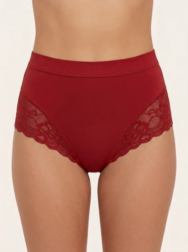 Women's High-Waisted Floral-Lace Lace-Trim Panties