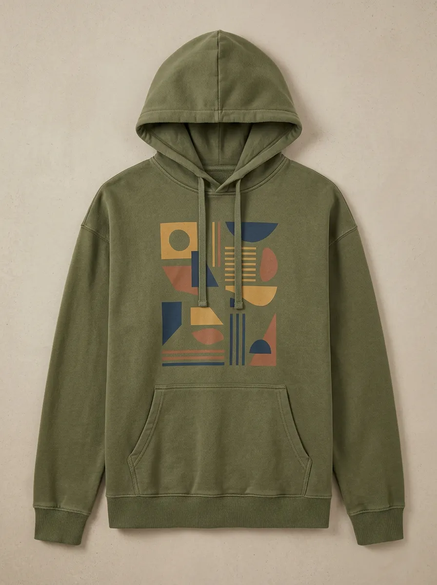 Unisex Abstract Art Lover Geometric Shapes Print Hoodie