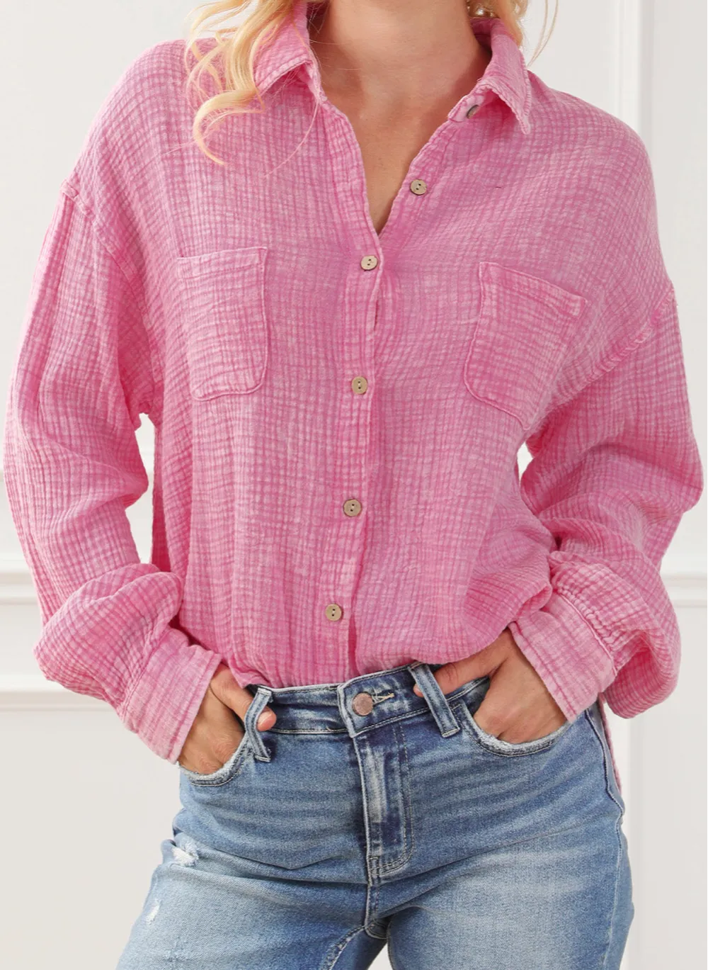 Crinkle Texture Textured Blouse