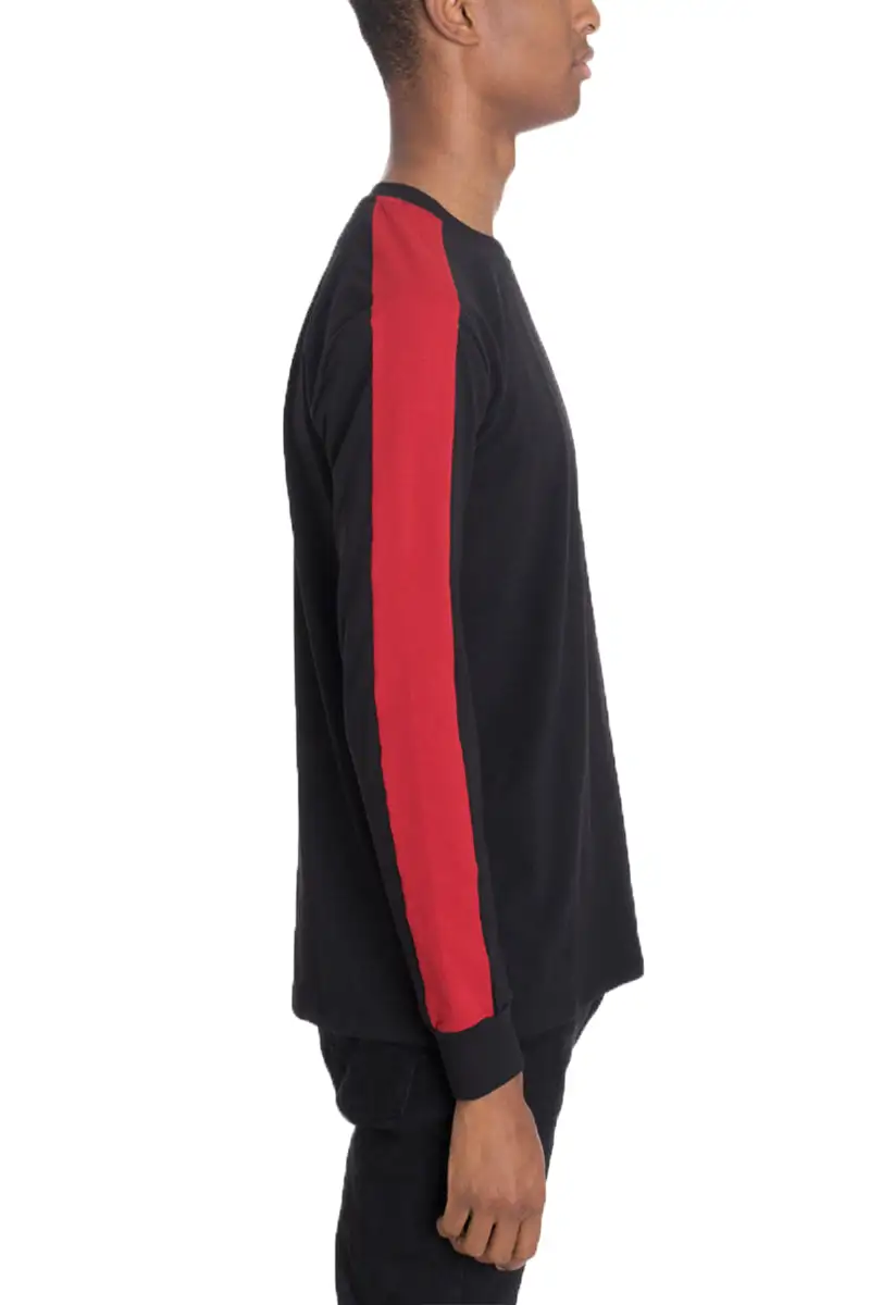Long-sleeved color-blocked T-shirt