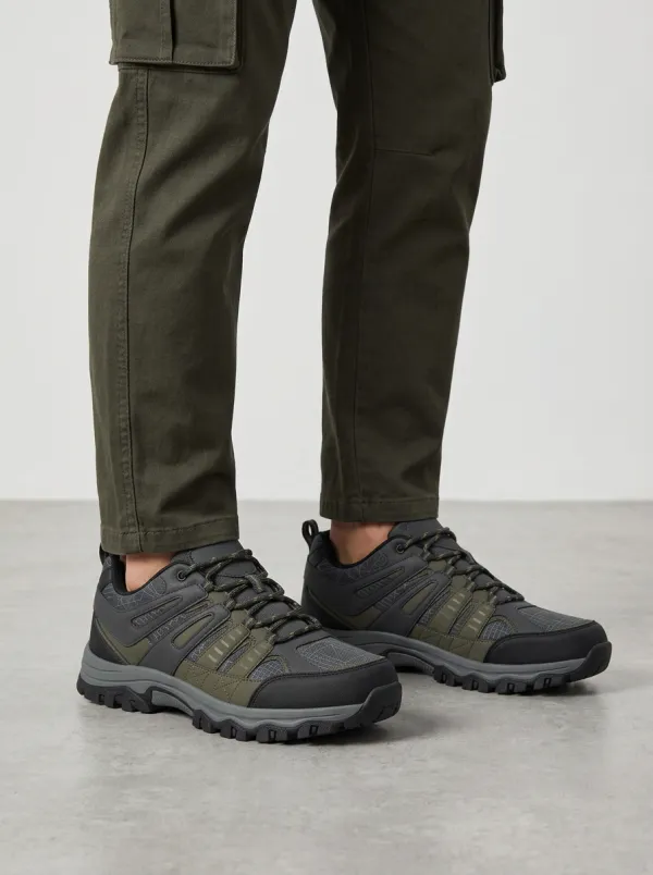 Men's Outdoor Hiking Tactical Grid Pattern Print Shoes