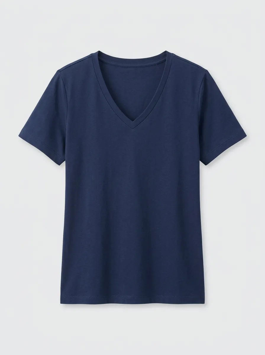 Women's Short-Sleeve Minimalist V-Neck T-Shirt