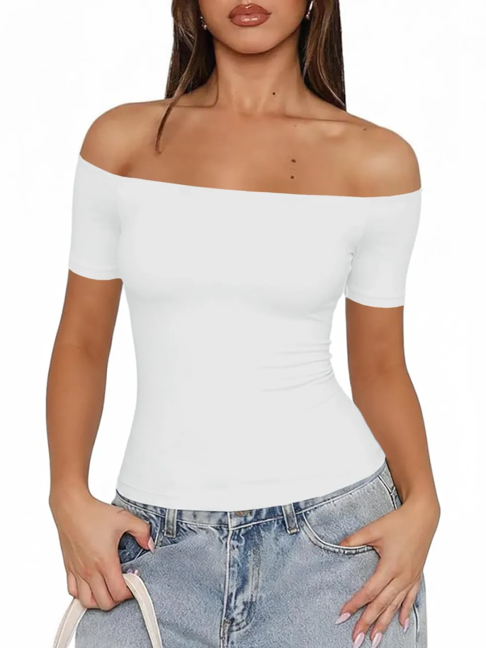 Women's Off The Shoulder T-Shirt In White