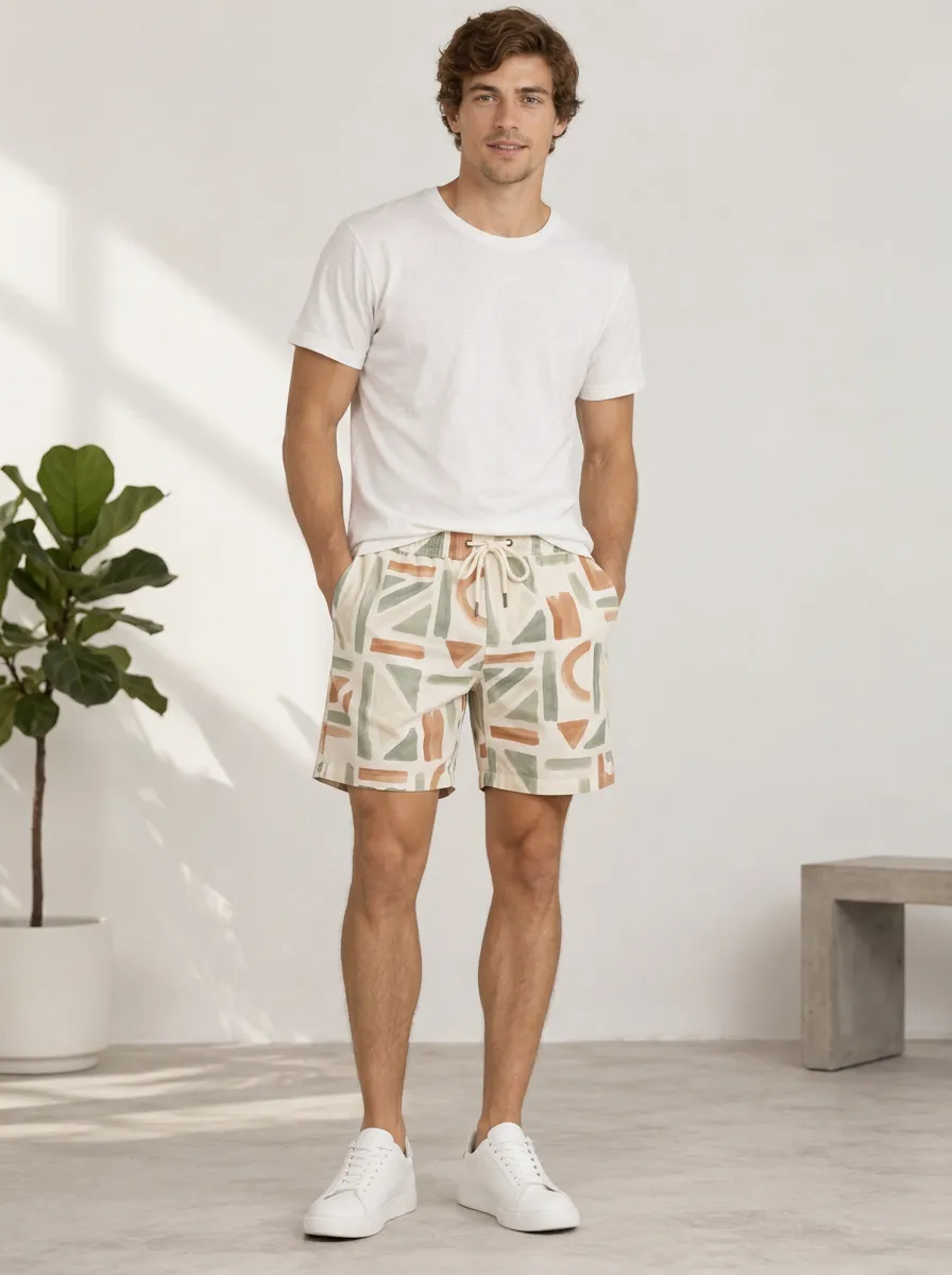 Men's Statement Geometric Abstract Printed Shorts