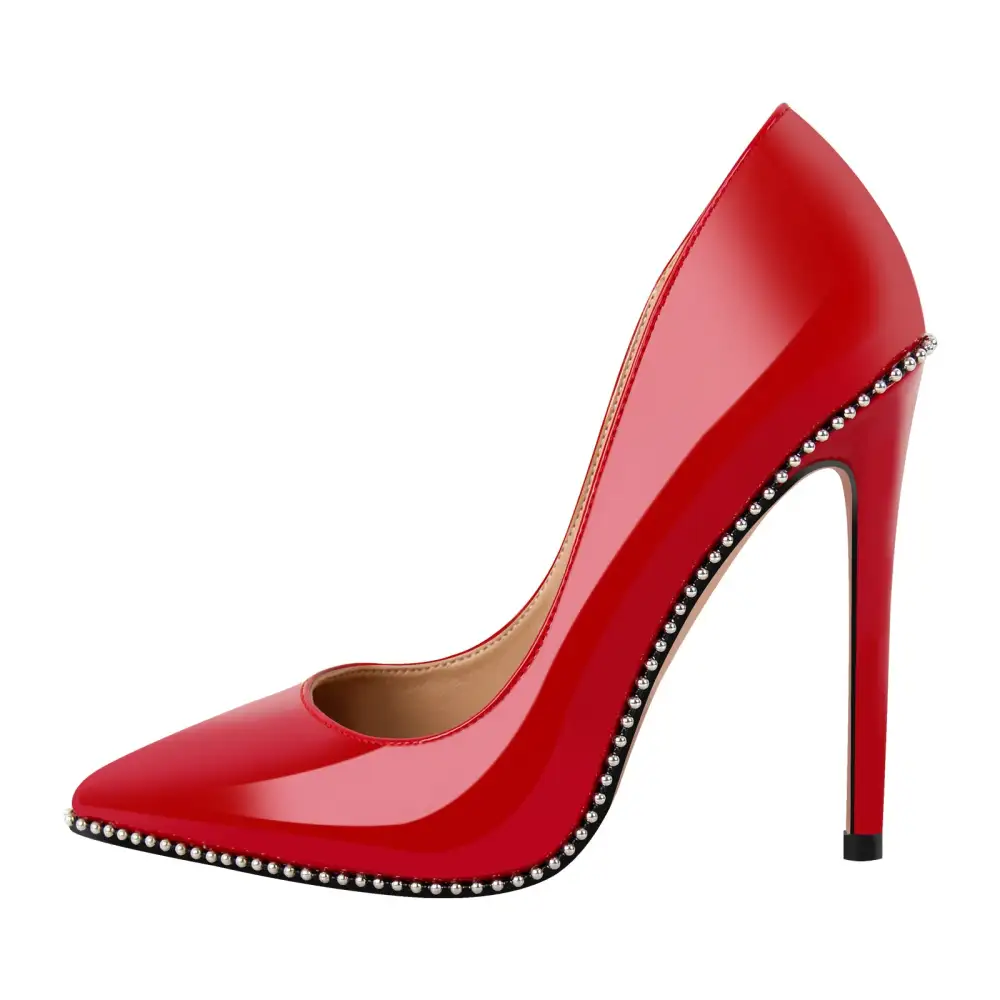 Rivet Pointed Toe Stiletto Slip On Pumps