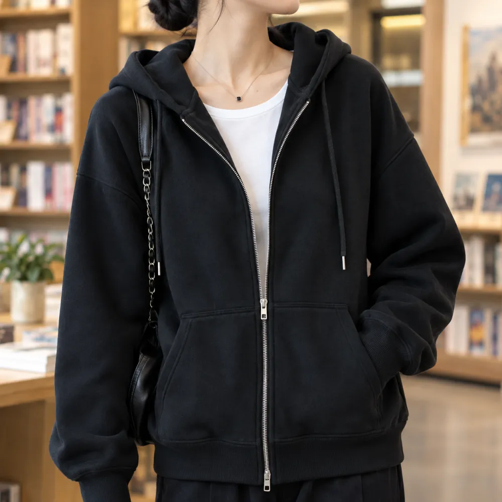 Relaxed Zip-Front Hoodie
