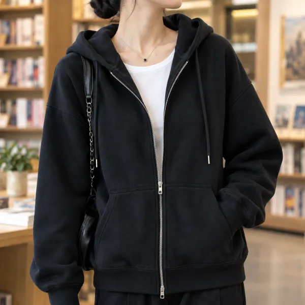 Relaxed Zip-Front Hoodie