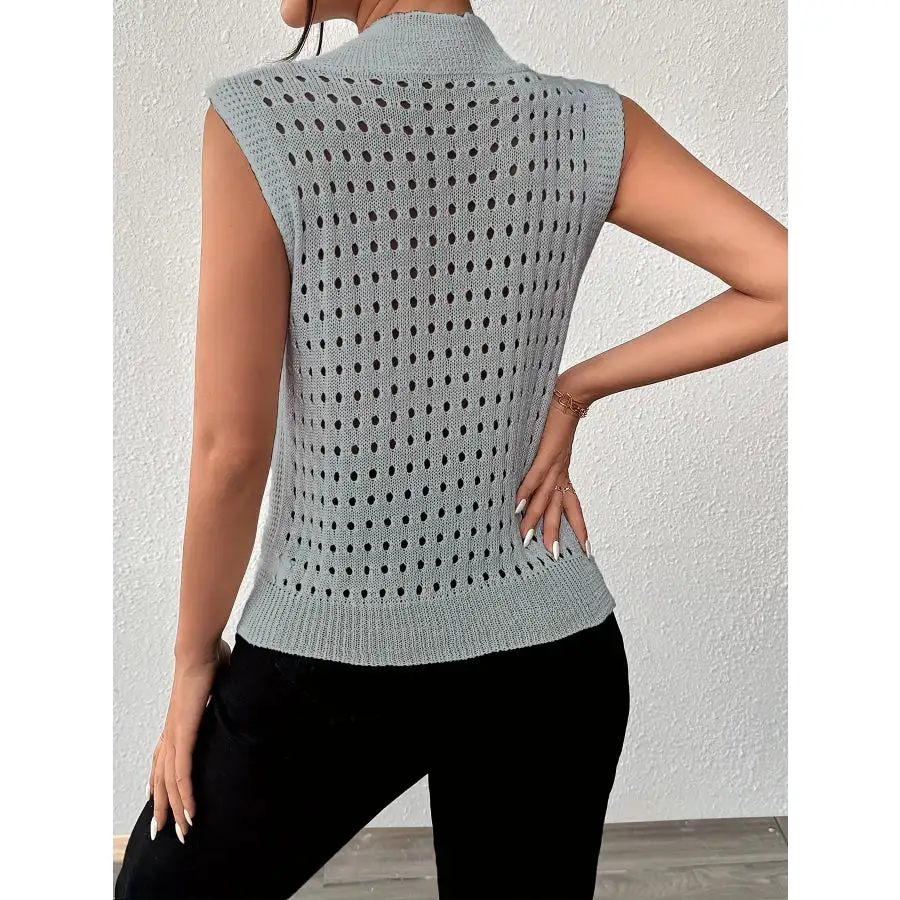 Hollow Out Round Neck Knit Tank
