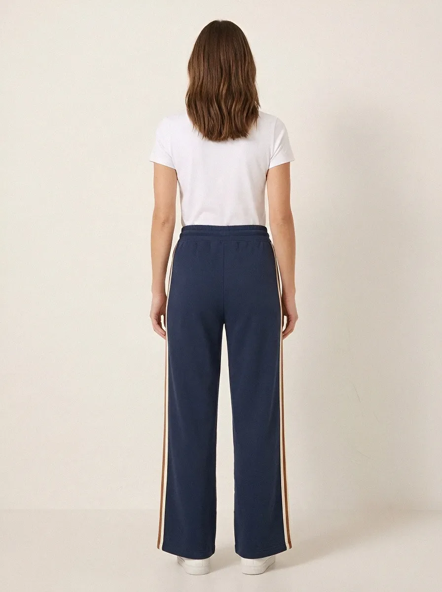 Women's Mid-Rise Drawstring Side-Pocket Wide-Leg Sweatpants