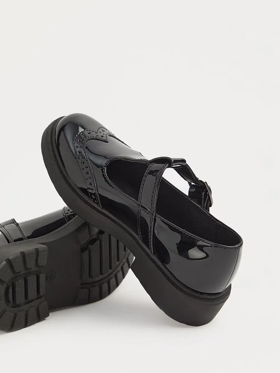 Black Patent T-Bar School Shoes