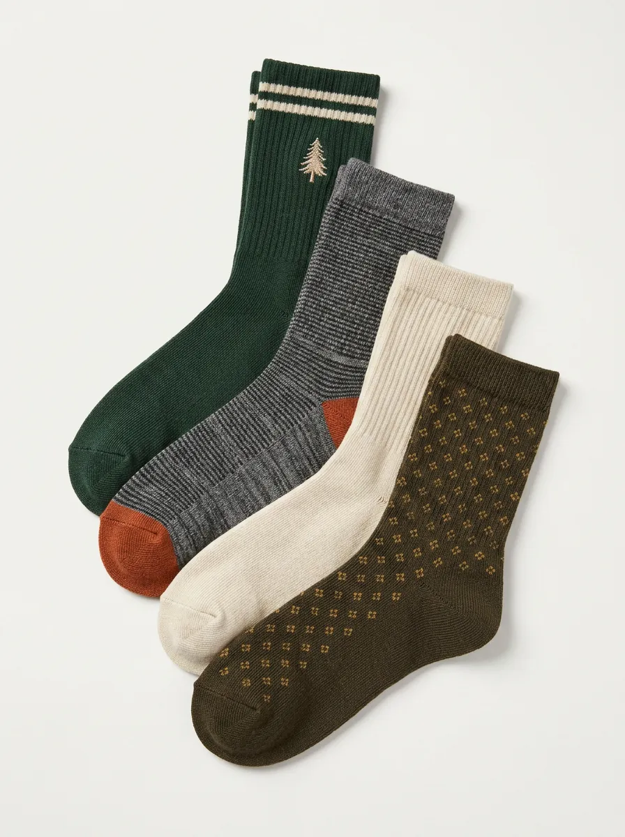 Tree Geometric Men's Four-Pair Long Socks