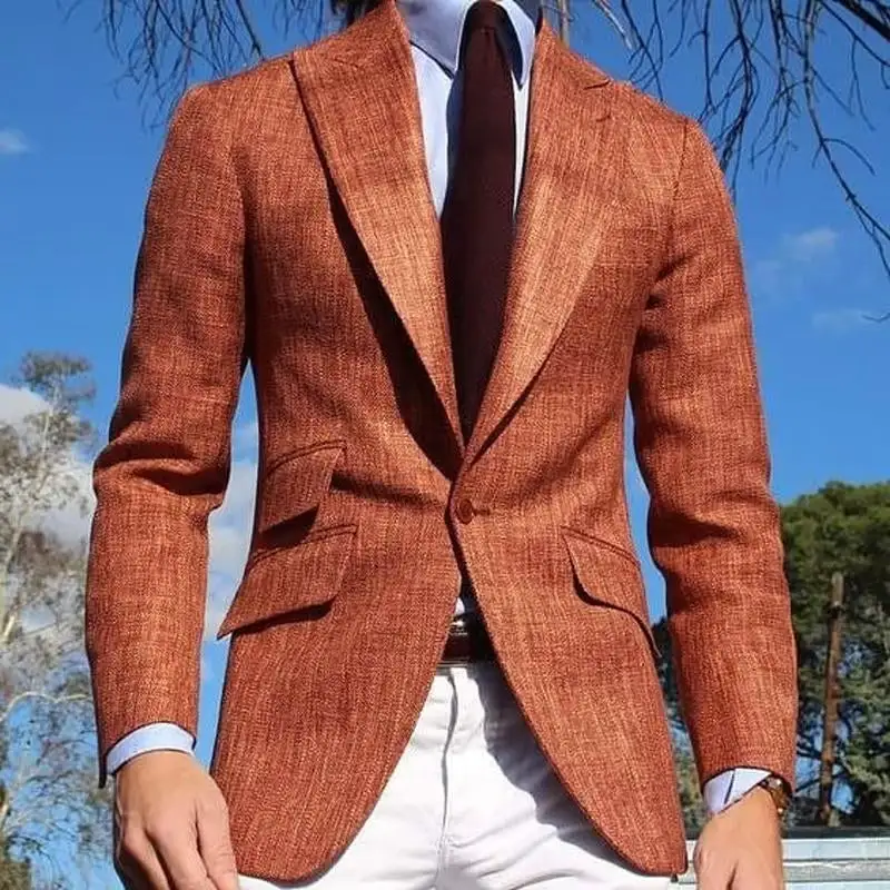 Sharp Lapel Cotton Blazer