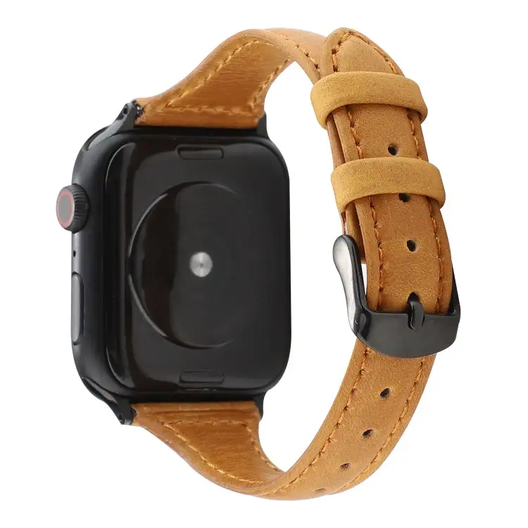 Crazy Horse Texture Genuine Leather Strap Watch Band for Watch Ultra 49 mm & Ultra 2 49 mm / Series 9 & 8 & 7 45 mm / SE 3 & SE 2 & 6 & SE & 5 & 4 44 mm / 3 & 2 & 1 42 mm - Light Brown
