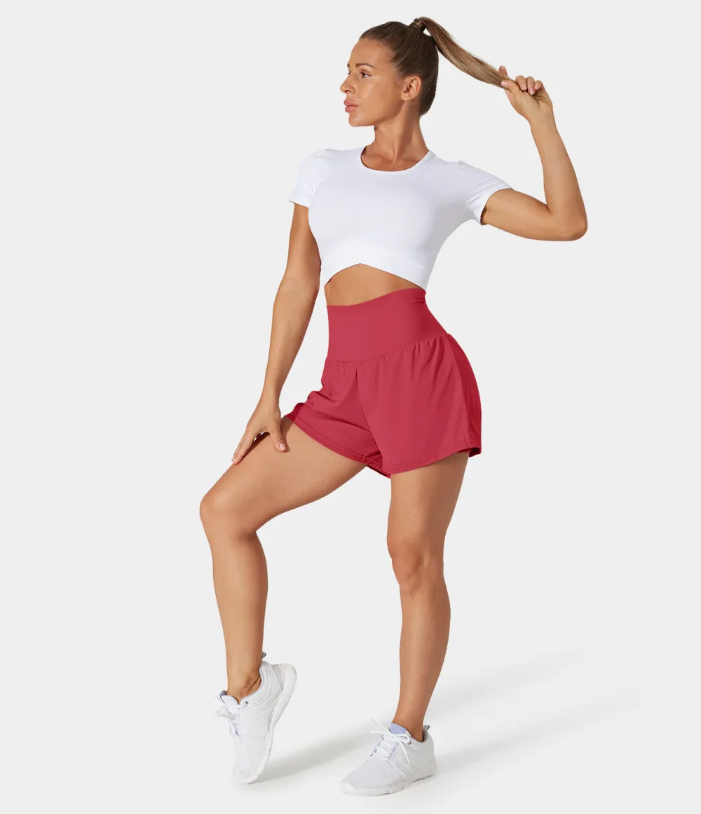 2026🔥  Super High Waisted Back Pocket & Side Hidden Pocket 2-in-1 Yoga Shorts 2.5