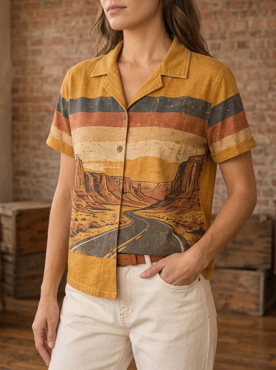 Women's Landscape Desert Road Trip Vintage Landscape Shirt