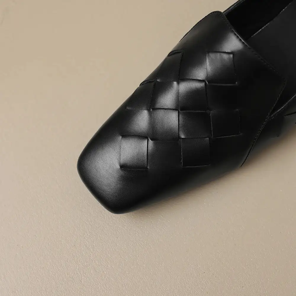Slip On Block Heel Woven Pumps