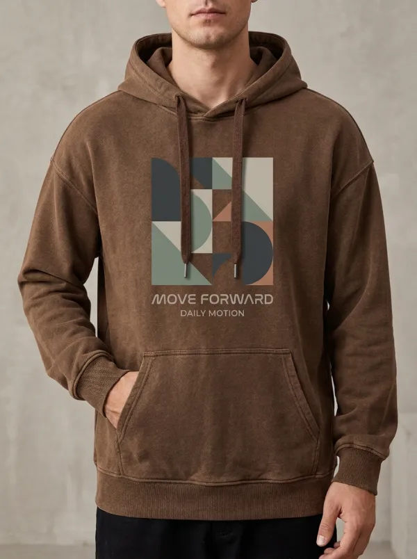 Men's Geometric Abstract Move Forward Print Hoodie