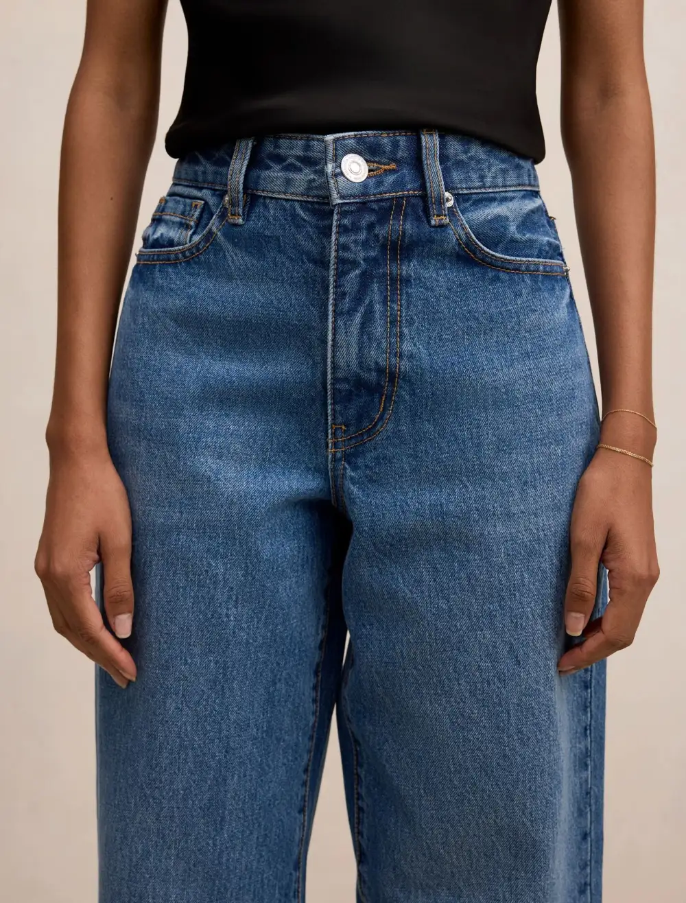 Blue Petite Straight Leg Jeans