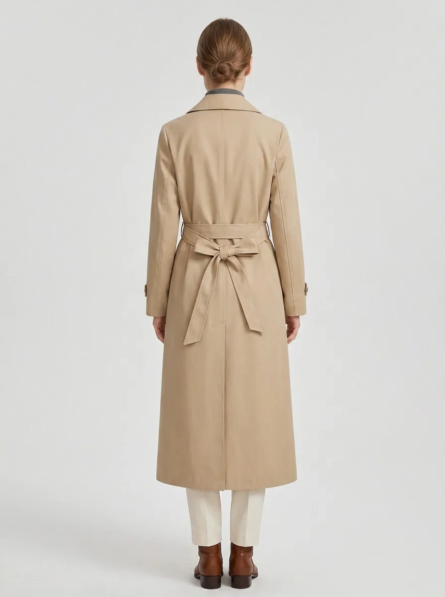 Women's Belted Minimalist Classic Long Trench Coat
