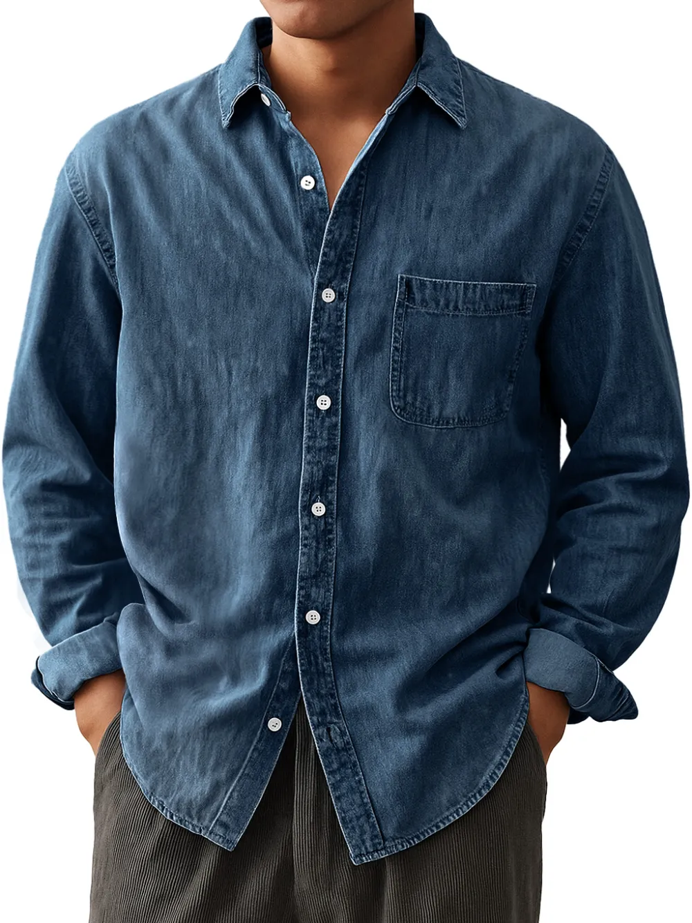 Garment Washed Camp Collar Pocket Shirt