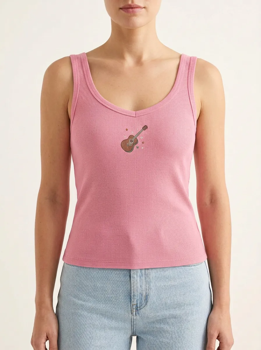 Guitar Starry Built-In Bra Tank Top