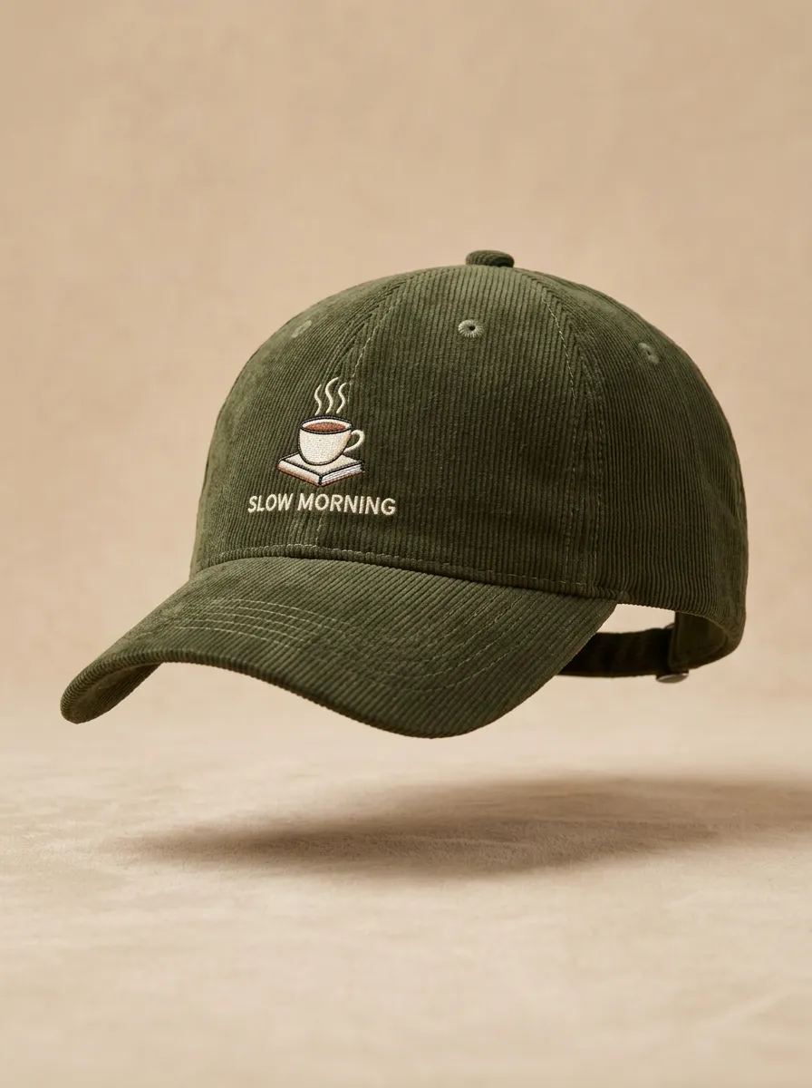 Book-Lover Slow-Morning Corduroy Embroidered Unisex Baseball Cap