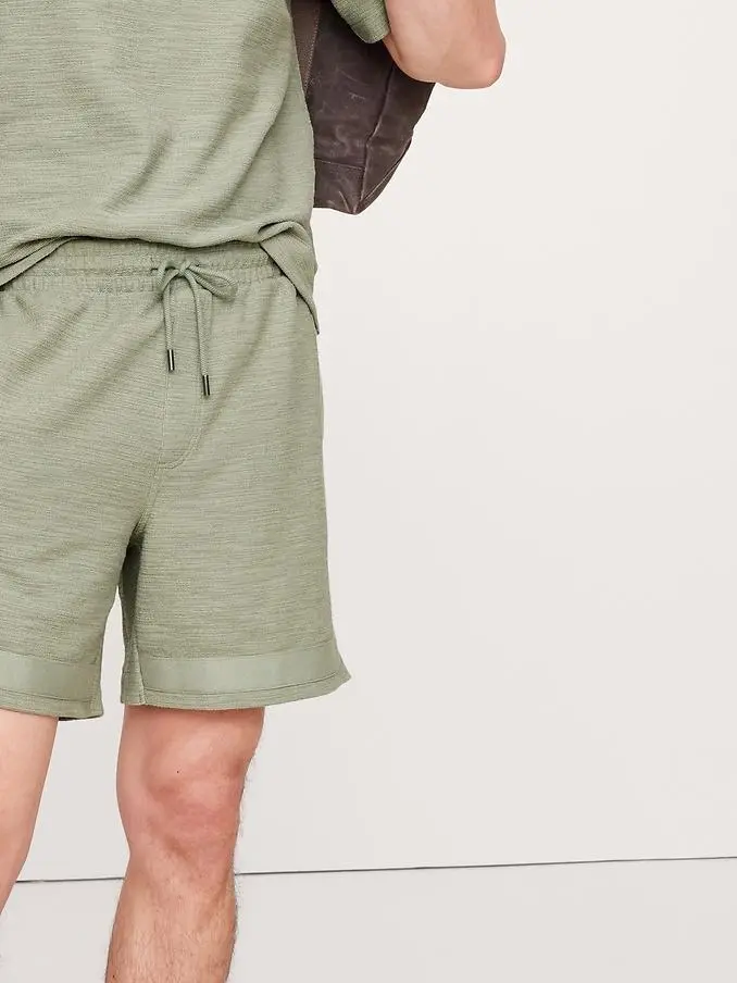 Men's Green Cotton Slub Knit Shorts
