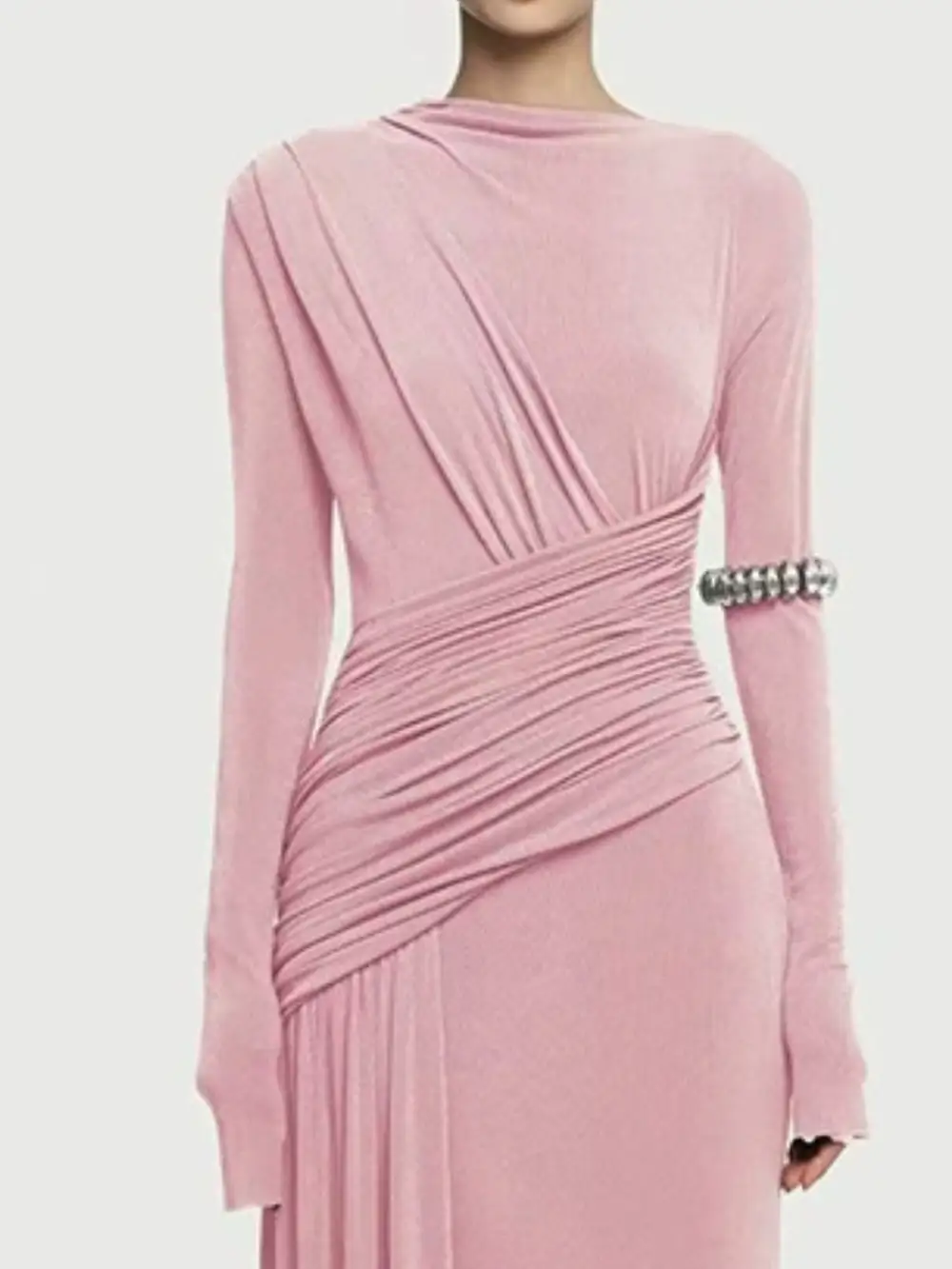 Drape Ruched Long Sleeve Maxi Dress