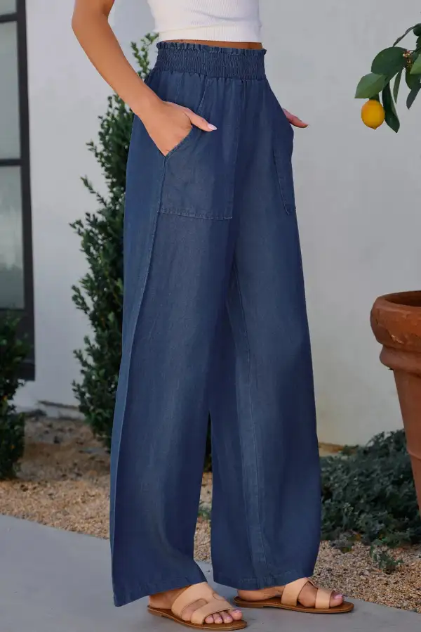 Wide Leg Pocketed Everyday Soft Pants