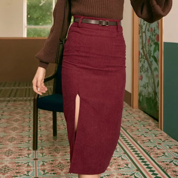 Side Slit Slit Midi Skirt