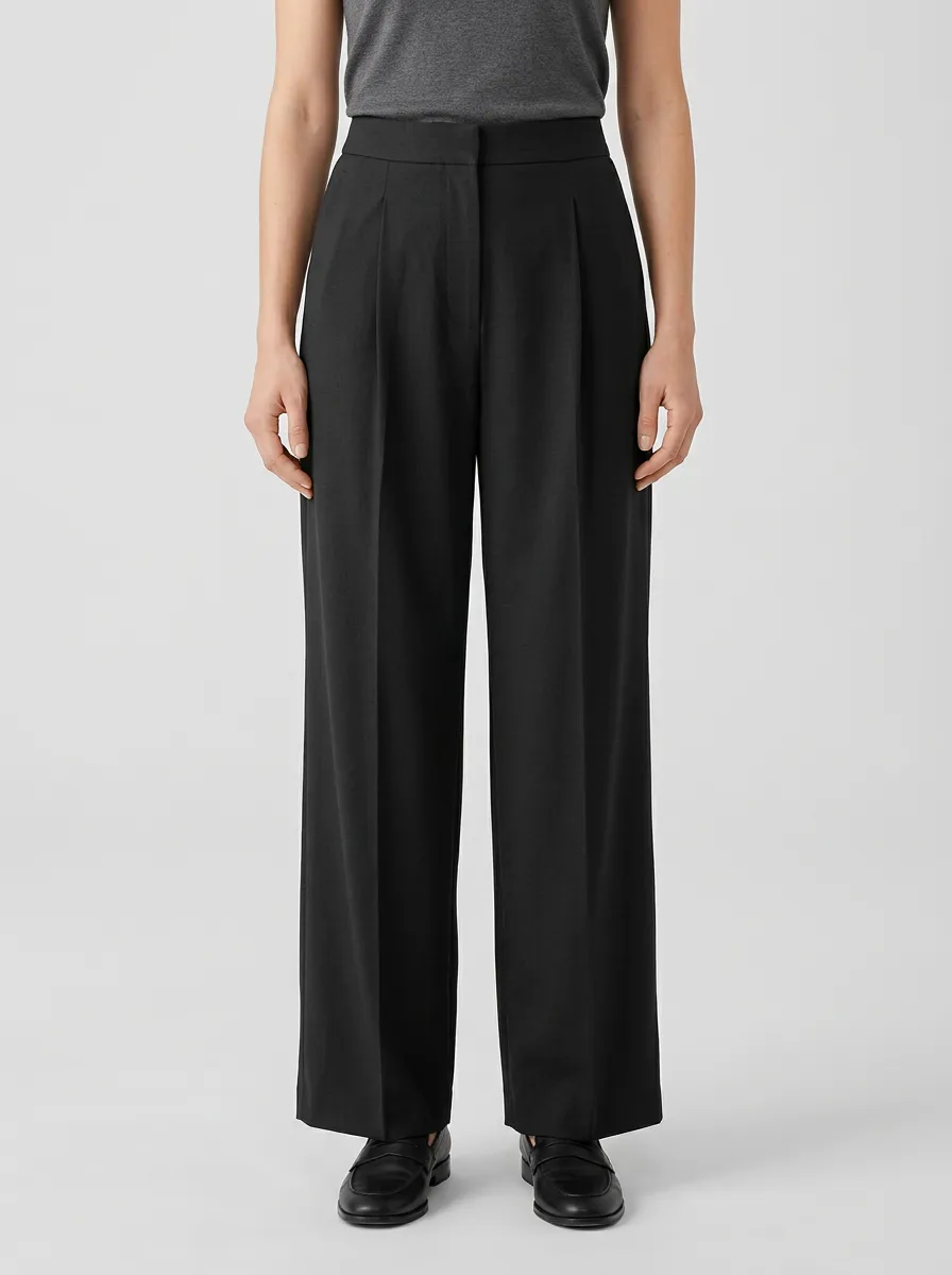 Refined Style Pleated Wide-Leg Trousers