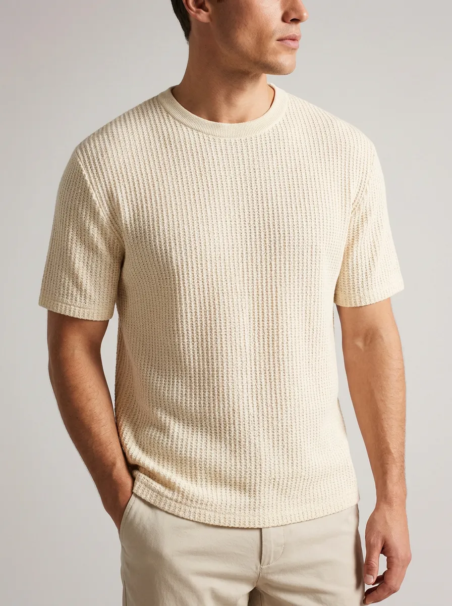 Men's Relaxed Vintage-Inspired Waffle Knit T-Shirt