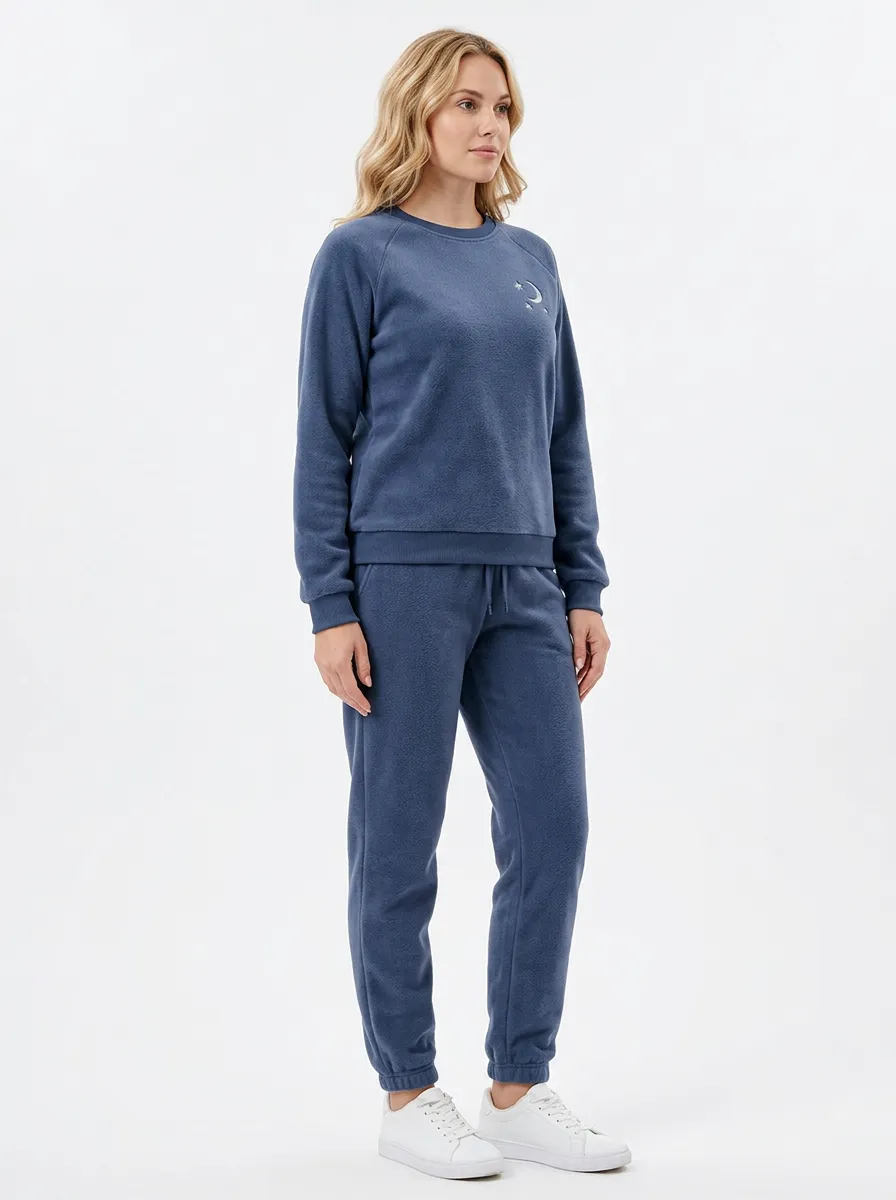 Women's Celestial Embroidered Crewneck Warm Jogger Set