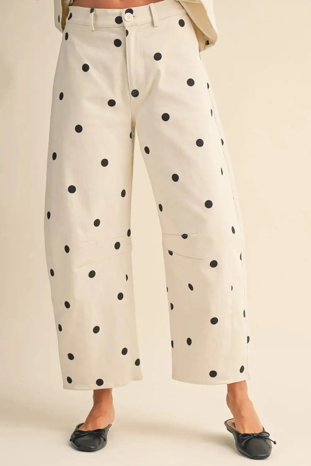 Polka-Dot High-Waist Lightweight Pants