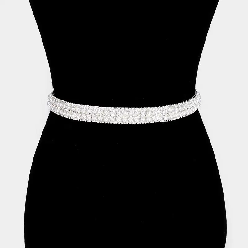 Pearl Crystal Handmade Convertible Wedding Sash Belt