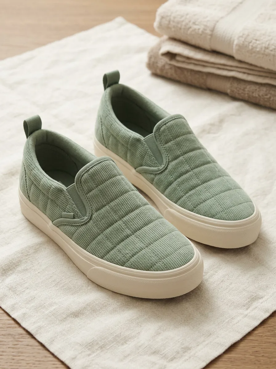 Women's Quilted Corduroy Easygoing Slip-On Skate Shoes
