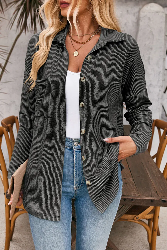Wavy Textured Button Up Shirt